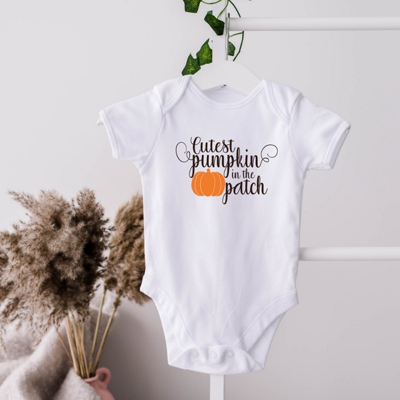 handmade cutest pumpkin in the patch baby bodysuit - Picture 4 of 5